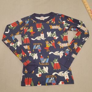 Hanna Andersson kid Navy Pijama Top Long Sleeves Shirt Size 8